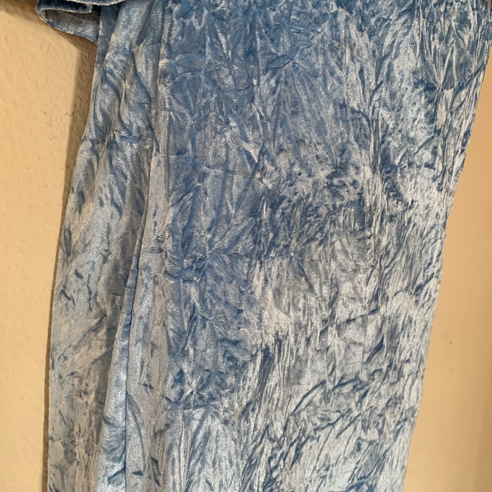 Mono B Blue Strapless Flounce Velvet Bodycon Dress - Picture 5 of 10